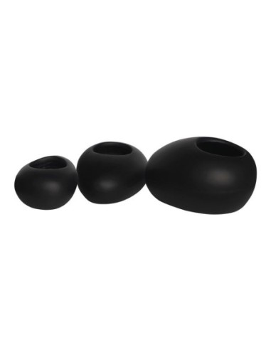FLOWER POT-ROCK Set 3pcs-Cement Black