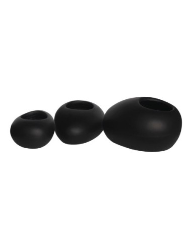 FLOWER POT-ROCK Set 3pcs-Cement Black