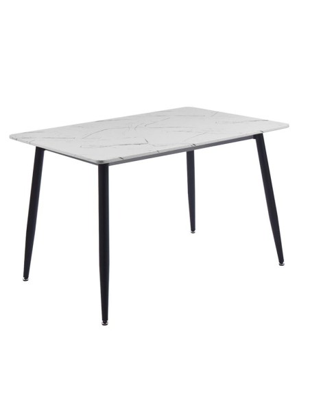 DATUM Table 120x80cm Mdf White Marble (Black Paint)