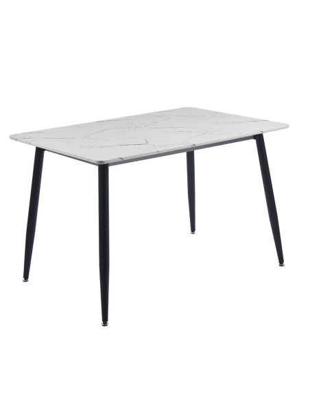 DATUM Table 120x80cm Mdf White Marble (Black Paint)