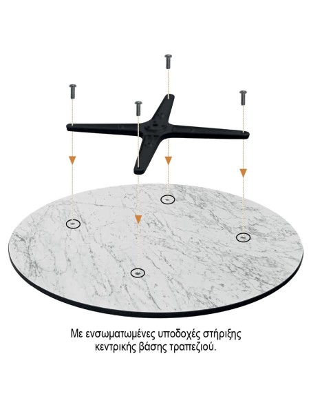 HPL Table Top D.80cm-12mm Black Marble (UV)