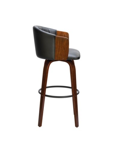 ENZO Σκαμπό Bar Καρυδί, Pu Μαύρο