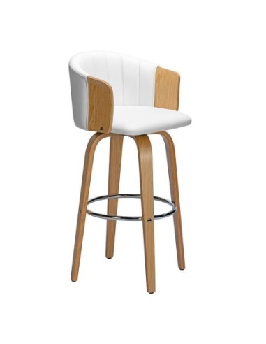 ENZO Bar Stool Natural-Pu White