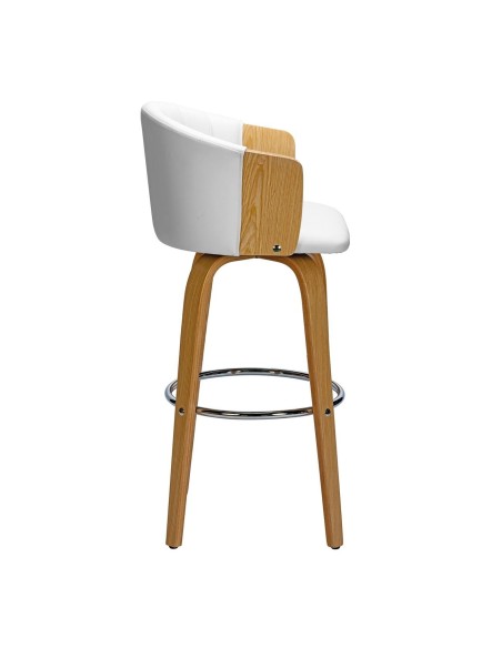 ENZO Bar Stool Natural-Pu White