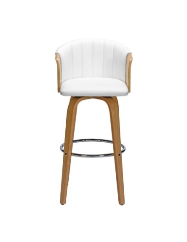 ENZO Bar Stool Natural-Pu White