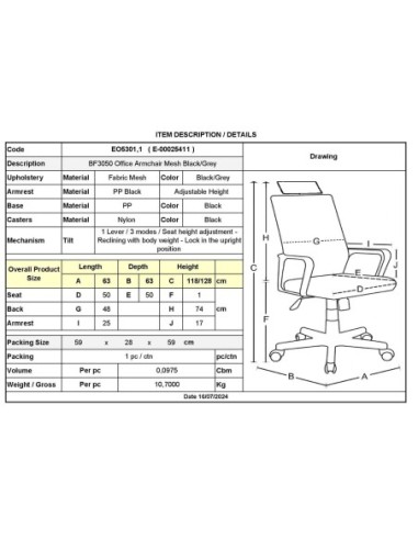 BF3050 Office Armchair Mesh Black-Grey