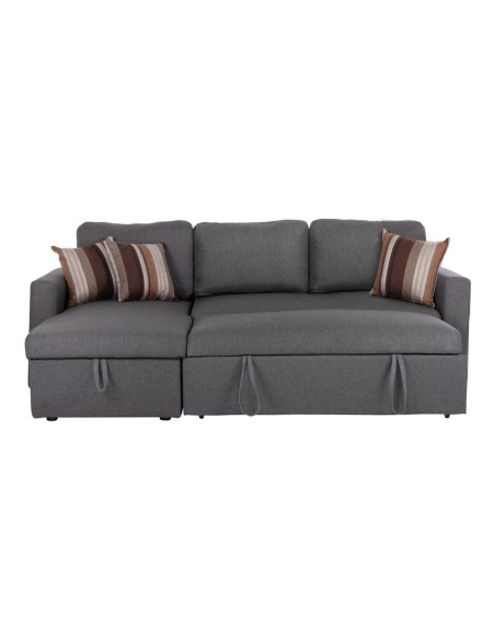 MONTREAL-W Καναπές - Κρεβάτι Γωνία Αναστρέψιμη με Χώρο Αποθήκευσης, Ύφασμα Γκρι