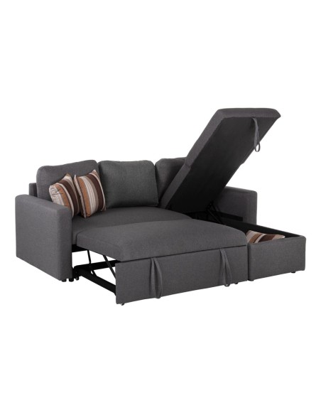 MONTREAL-W Καναπές - Κρεβάτι Γωνία Αναστρέψιμη με Χώρο Αποθήκευσης, Ύφασμα Γκρι