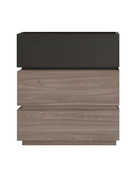 VANITY Κομοδίνο 3 Συρτάρια Αποχρώσεων Sonoma Oak & Grey, με Αποσπώμενα χρωματικά Μέρη