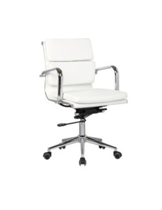 BF4801 Πολυθρόνα Γραφείου Μέταλλο Χρώμιο, PU Άσπρο