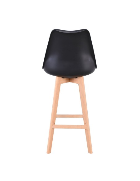 MARTIN Σκαμπό BAR Οξιά Φυσικό, Μαύρο PP & Ύφασμα Velure, Μονταρισμένη Ταπετσαρία