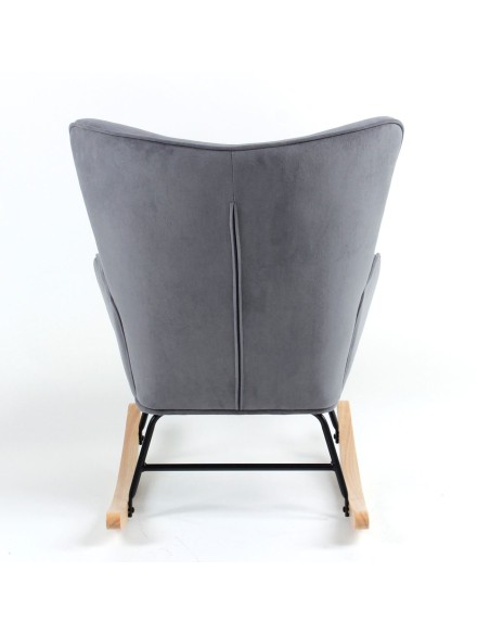 ALMA Rocking Armchair Velure Grey-Black Frame-Natural Base (K-D)