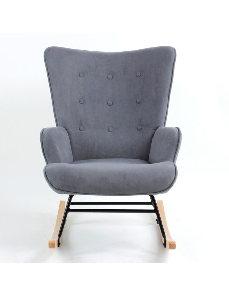 ALMA Rocking Armchair Velure Grey-Black Frame-Natural Base (K-D)