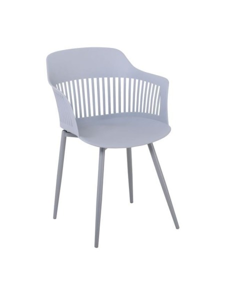 LOUISE Πολυθρόνα Μέταλλο Βαφή Γκρι, PP-UV Γκρι (εκτός συσκευασίας)