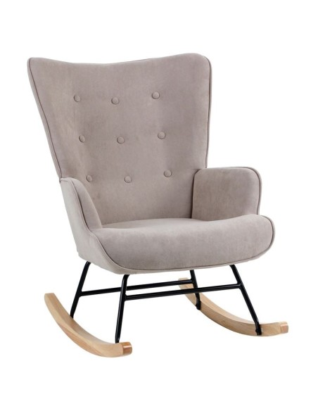 ALMA Rocking Armchair Velure Light Brown-Black Frame-Natural Base (K-D)