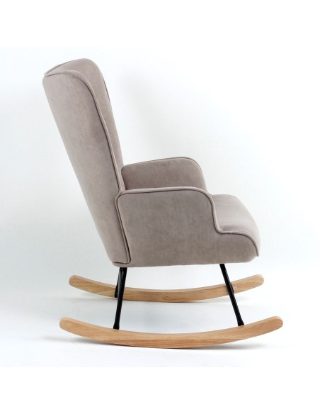 ALMA Rocking Armchair Velure Light Brown-Black Frame-Natural Base (K-D)