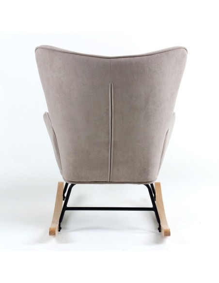 ALMA Rocking Armchair Velure Light Brown-Black Frame-Natural Base (K-D)