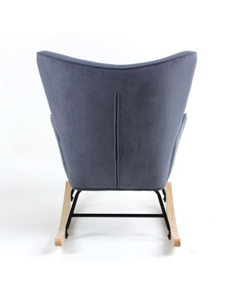 ALMA Rocking Πολυθρόνα Μπερζέρα Καθιστικού, Ύφασμα Velure Μπλε, Βάση Μαύρο-Φυσικό