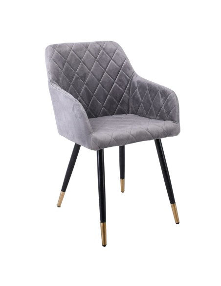 RENA Armchair Metal Black-Fabric Velure Grey