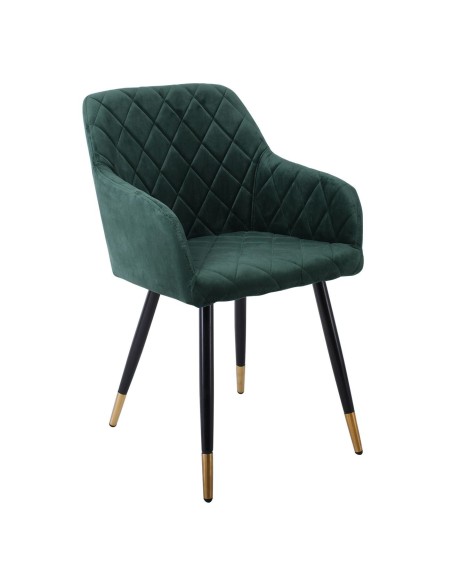 RENA Armchair Metal Black-Fabric Velure Forest Green