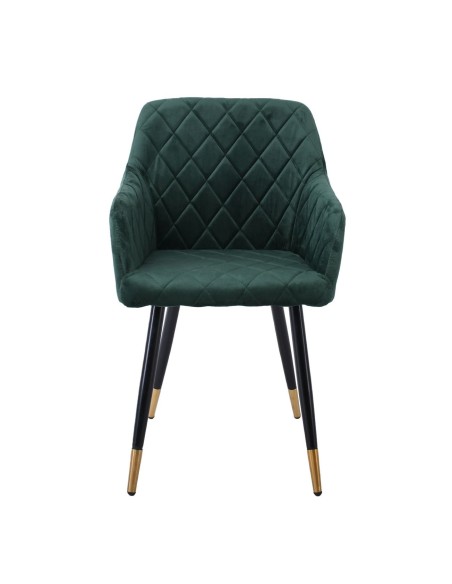 RENA Armchair Metal Black-Fabric Velure Forest Green