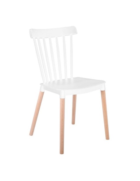 LINA Καρέκλα Τραπεζαρίας - Κουζίνας, PP Άσπρο, Πόδια Οξιά Φυσικό