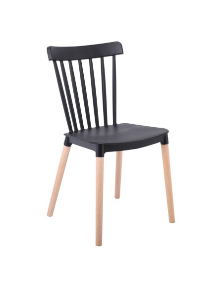 LINA Chair PP Black (Wooden Beech Legs)