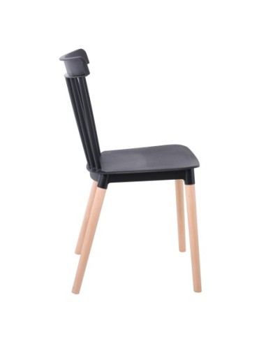 LINA Chair PP Black (Wooden Beech Legs)
