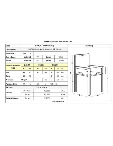 NATALIA Stackable Armchair PP White