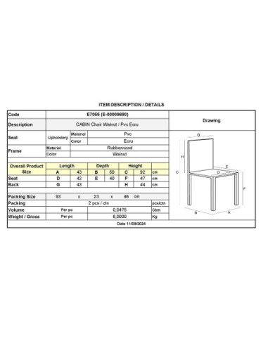 CABIN Καρέκλα Καρυδί - PVC Εκρού