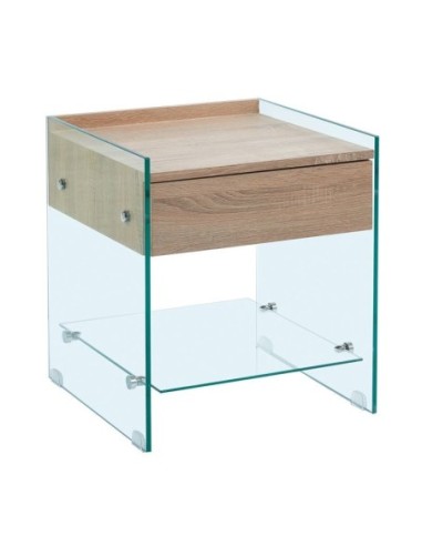 GLASSER Wood Κομοδίνο Διάφανο Γυαλί...