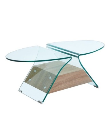GLASSER Wood Oval Coffee Table Clear...