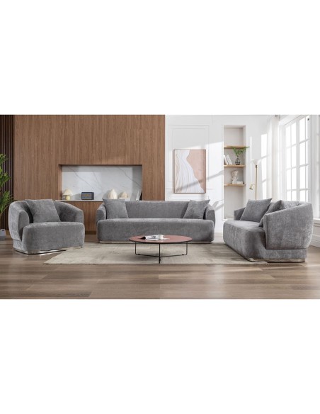 CARACAS Sofa Set (1+2+3) Grey Fabric
