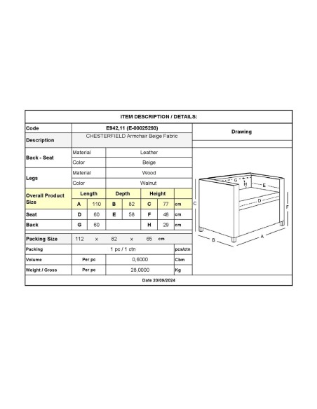 CHESTERFIELD York Armchair Beige Fabric