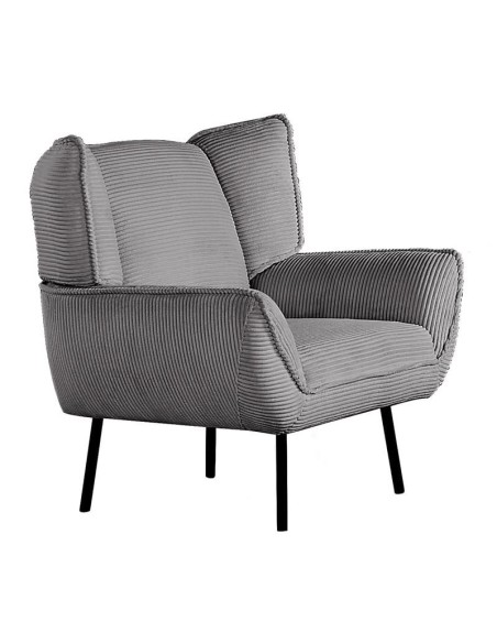 EMERALD Πολυθρόνα Σαλονιού - Καθιστικού, Ύφασμα Κοτλέ Γκρι