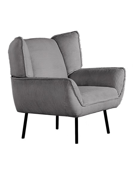 EMERALD Πολυθρόνα Σαλονιού - Καθιστικού, Ύφασμα Κοτλέ Γκρι