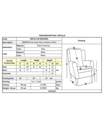 EMERALD Πολυθρόνα Σαλονιού -...