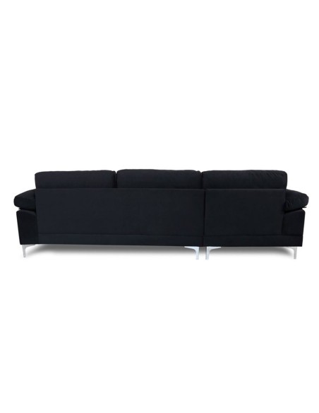 ALEX Καναπές Σαλονιού Καθιστικού Δεξιά Γωνία, Ύφασμα Μαύρο Velure