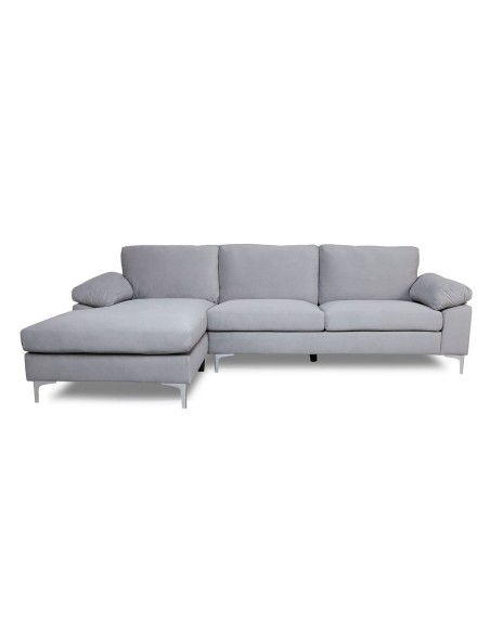 ALEX Corner Sofa Fabric Grey Velure (Right Sitting Chaise)
