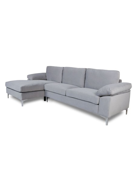 ALEX Corner Sofa Fabric Grey Velure (Right Sitting Chaise)