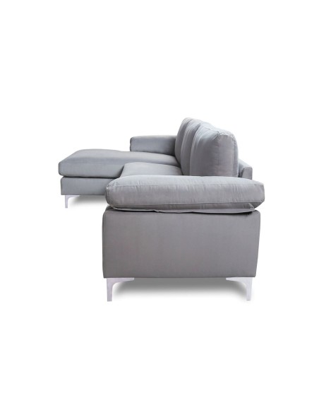 ALEX Corner Sofa Fabric Grey Velure (Right Sitting Chaise)