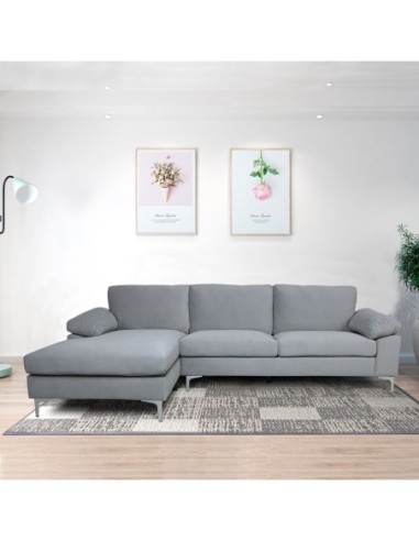 ALEX Corner Sofa Fabric Grey Velure...