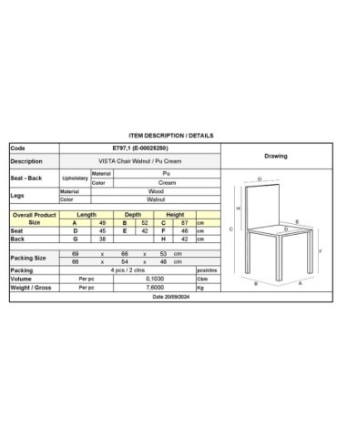 VISTA Καρέκλα Τραπεζαρίας- Κουζίνας,...