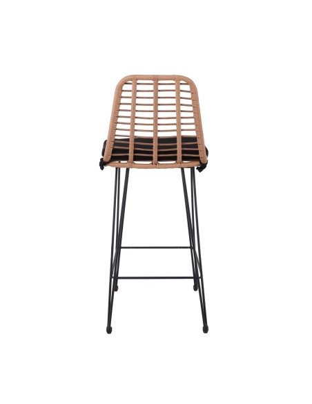 SALSA Bar Stool-Pro with Cushion, Metal Black-Wicker Natural