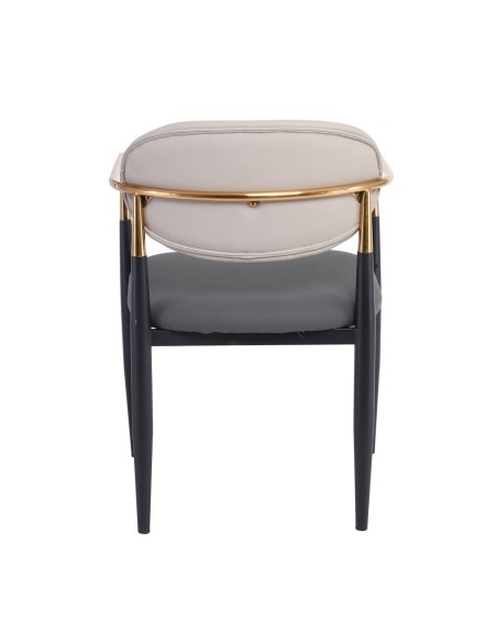 OLIVE Πολυθρόνα Μέταλλο Βαφή Μαύρο-Gold, Pu Ανοιχτό Γκρι-Σκούρο Γκρι