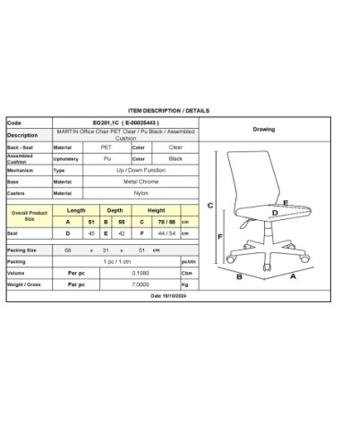MARTIN Office Chair PET Clear-Pu...