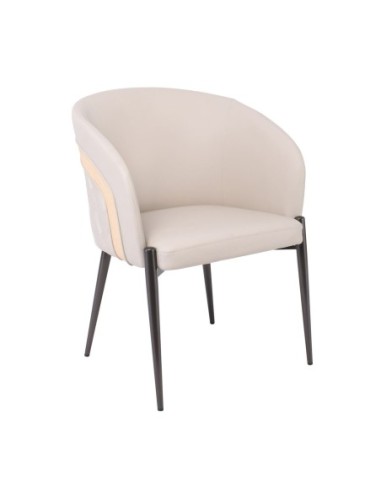 LENA Armchair Metal Black Paint-Pu Beige