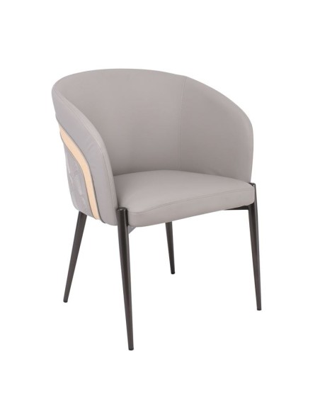 LENA Armchair Metal Black Paint-Pu Light Grey