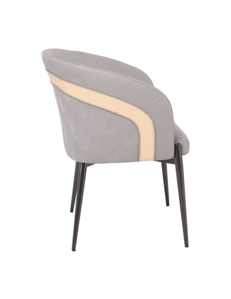 LENA Armchair Metal Black Paint-Pu Light Grey