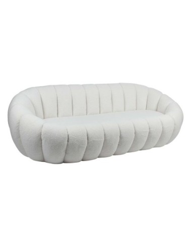 BEVERLY 3-Seater Sofa Teddy White Fabric